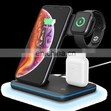 Amazon Top Seller Wireless Charging Docking Station 3 in 1 Wireless Charger for Phone Watch Earphone 2020 photo-3