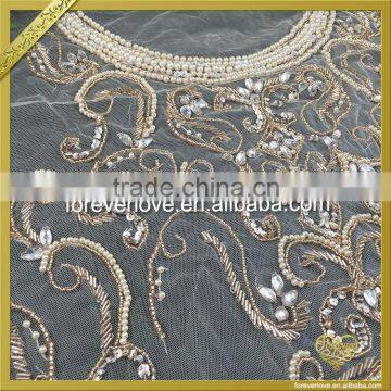 Handmade Flower Shape Beaded Crystal Rhinestone Applique for Dress FHA-054 photo-2