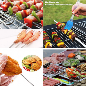 BBQ Grill Wood Handle Stainless Steel Skewers photo-5