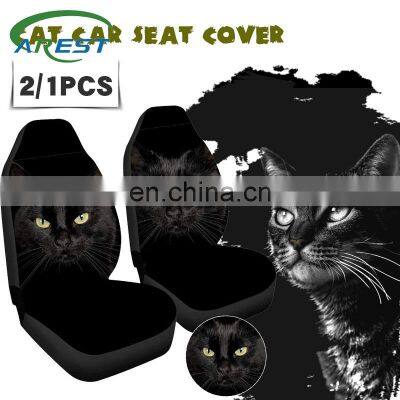 Black cat print Car Seat Cover Front Rear Seat Covers Protector Interior Universal Cushion Cover for Toyota VW BMW Ford Mazda