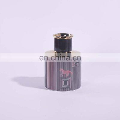 Modern Luxury Purple Horse Gold Plated Ceramic Home Decoration Vase