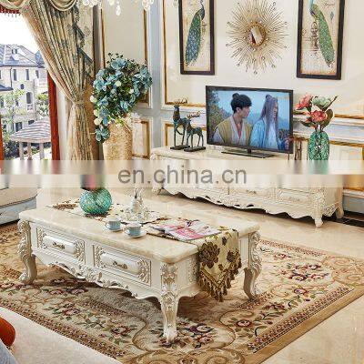 Canada Wooden TV Stands Luxury Marble Table Set Solid Wood Carving Multi-Size Optional photo-2