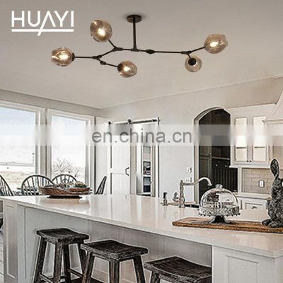 HUAYI Hot Seller All Iron Black Indoor Restaurant Modern Nordic Simple E27 40W Bulb Chandelier