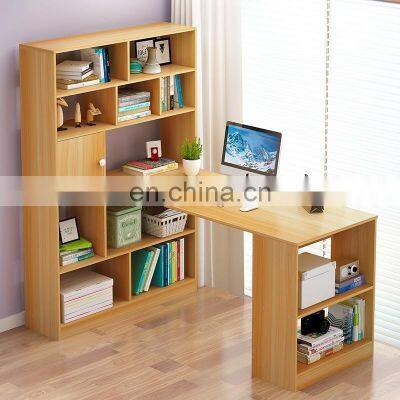 Eco-friendly Adult Modern Office Home Simple Wooden Study Computer Table Writing Office Desk With Book Shelf photo-3