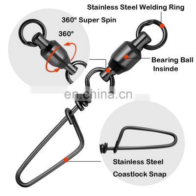 JOHNCOO Fishing Rolling Swivel With Coastlock Snap Stainless Fishing Swivel photo-4