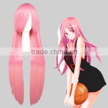 High Quality 100cm Long Straight Kuroko No Basketball Cosplay Hair Wigs Momoi Satsuki Pink Synthetic Anime Wig Party Wig