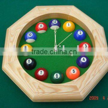 Wood Billiards Wall Clock