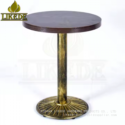 24-Inch Round Bronze Base Cast Iron Bistro Table With Wrought Iron Bar Top for Restaurant Use photo-3