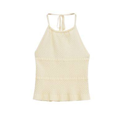 Spring and summer new French one shoulder lace sexy off shoulder irregular casual sleeveless T-shirt