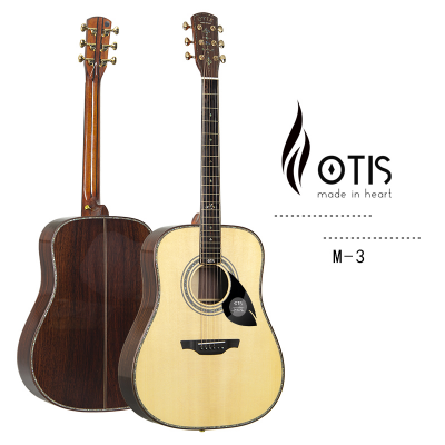 Оптовая музыкальная инструментальная гитара OTIS M3, акустическая гитара D-стиля размером 41 дюйм, полностью из цельного дерева (старая эбеновая грифовая доска, мозаика из ракушки абалоня)