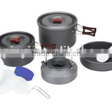 wholesale outdoor and camping portable Anodized Aluminum  cookware sets mess kit