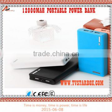 new colourful portable power bank 12000mah leather water proof torch light power bank