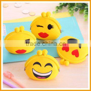 Wholesale Small Silicone Rubber Clip Coin Bag Emoji Purse