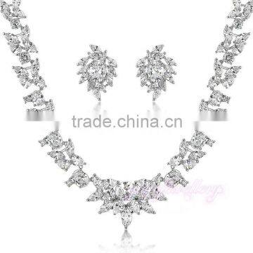 Flower design wedding women gold zircon jewelry set