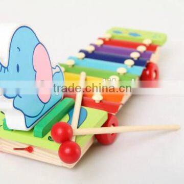 Kids wooden elephant xylophone pull toy