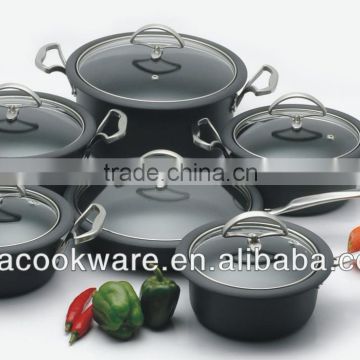 2015 New Products 12PCS High Quality 2.5mm Hard Anodized Aluminium Cookware Set With Plated Copper Surface For Wholesale