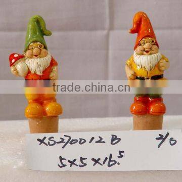 Terracotta garden gnome watering spike,2asst.