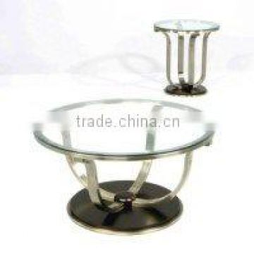 Round Glass Coffee table set, end table