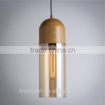 glass chandelier with wooden grain paint china supplier