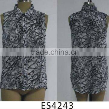 Ladies chiffon sleeveless new model blouse