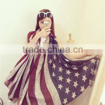 VINTAGE Team USA Boho American Flag Knit Scarf, Infinity Loop Circle Scarf, Cotton Lightweight Patriots' Day Gift photo-5