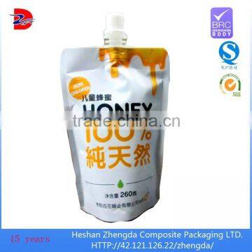 Liquid juice stand up pouch packaging alumiunt foil plastic bag with spout