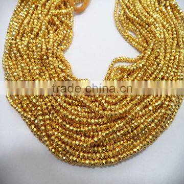 NATURAL GOLDEN PYRITE 3-4MM ROUNDEL FACETED LOOSE BEADS STRAND photo-4