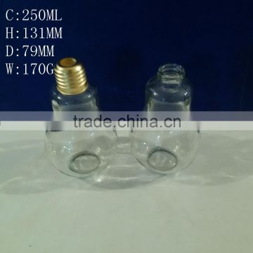 glass juice bottle with bulb shape 250ml