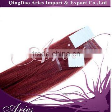 0" 100g Tape in Premium Remy Human Hair Extensions Straight 40pcs/lot red