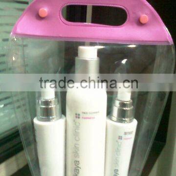 popular transparent pvc cosmetic bag with button