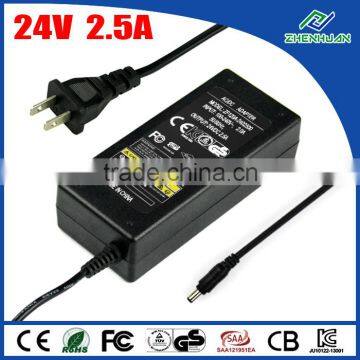 LED power supply 24V 2.5A 60W intertek adapters with UL CE RoHS