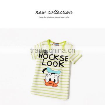 new style fashion boys shirt cartoon duck printed boys stripe shirt