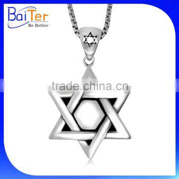 Rock Style Men Jewelry Titanium Stainless Steel Retro Vintage Star Of David Pendant photo-3