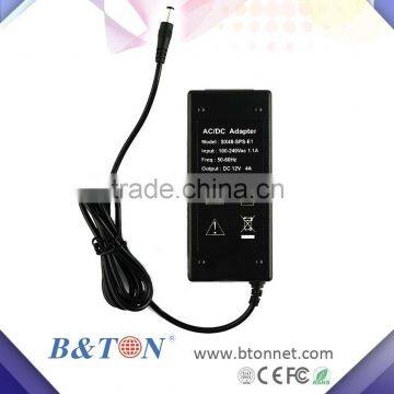 High quality 12V 4A power adapter input 100~240v ac 50/60hz