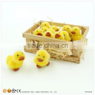 Flocking Items in Wood Box Plush Yellow Duck for Sale