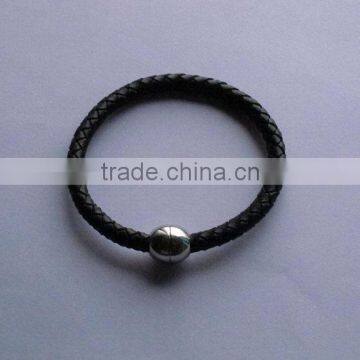 Black leather cord braided leather bracelet beaded leather long bracelet High quality hot selling write on leather bracelet