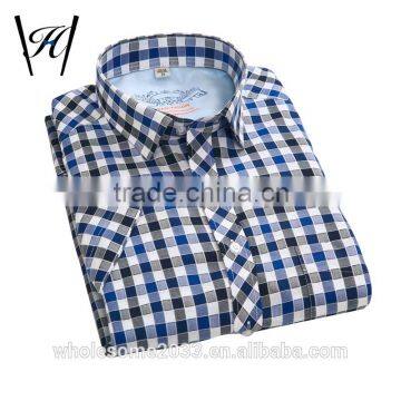OEM t shirt for men plaid fabric men t-shirts embroidery designs