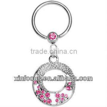 Pink Lunar Ellipse Dangle Captive Ring Body Jewelry nipple rings