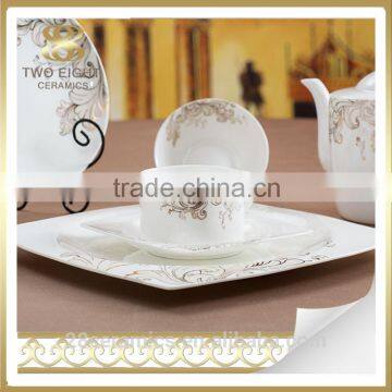 Wholesale cheap square white ceramic plate, turkish dinnerware set