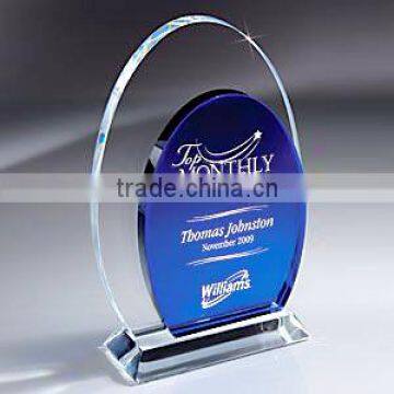 Wholesale Blank Clear And Blue K9 Crystal Corporate Awards Plaque With Customized Logo Engraved