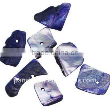 Sea Shell Beads, Dyed, DarkBlue, about 10~17x9~14x1~4mm, hole: 2mm, about 1550pcs/500g(BSHE-S068-2)