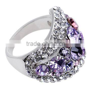 Twinkling 18k White Gold GP Purple Austrian Crystal Eyes Rings For Women photo-2