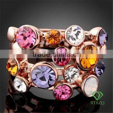 Jewelry multi crystal rose gold plating fashion rings