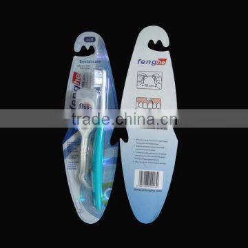 adult nylon soft and medium bristle tooth brush kit with dental floss