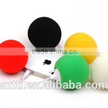 High Quality mini sponge ball shape speaker with 3.5mm Audio Jack