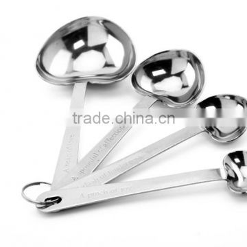 Hot sale passed FDA or LFGB stainless steel heart measuring spoons