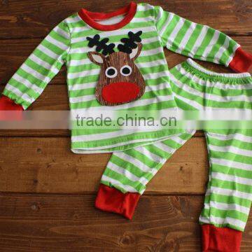 Children Christmas Pajamas/organic Cotton Pajamas Red&green Dot&stripe photo-3
