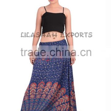 2123 Rayon Mandala Printed Long Skirt Rayon Block Printed Skirt Garments ladies fashion skirts woman skirt suit skirts