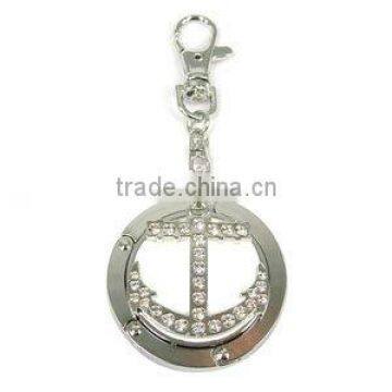 key chain purse hanger with crystal anchor