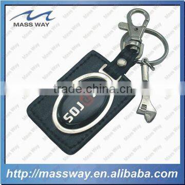 promotion gifts tool shape custom metal leather keychain